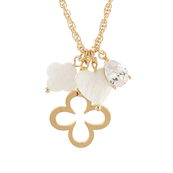 Multi Charm Open Clover Pendant Necklace - Picture 2 of 2